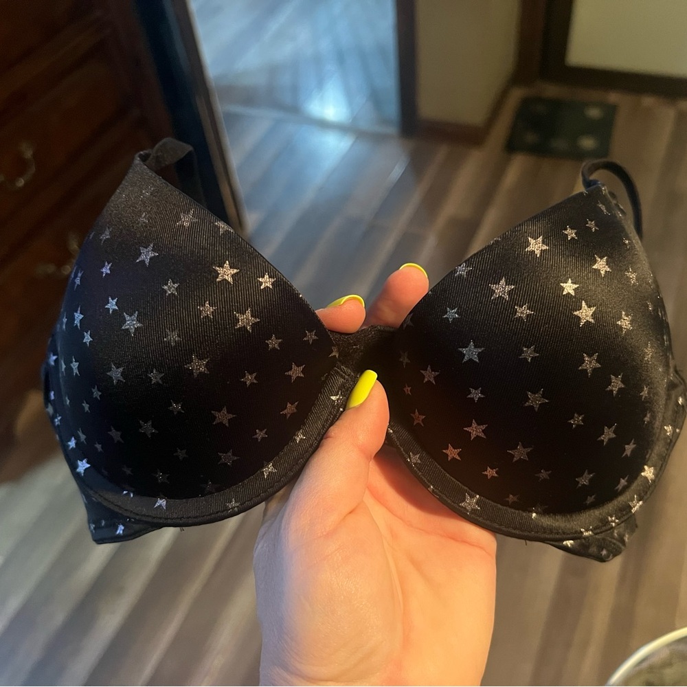 Black Bra with Silver Stars